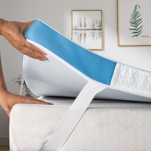 BedStory Gel Topper 160 x 200 cm - 7,6 cm de altura - Protector de colchón de gel H3/H4 de núcleo de espuma fría, cubrecolchón para cama con somier, caravana, sofá cama