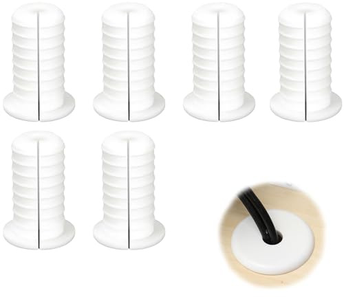 6 Pcs Cable Grommets for Holes, Desk Accessories Cable Wall Grommet, for Tv Wires Cord Protection Accessories Part, Cables Walls Entry Grommet Through Bushings Wall Grommets (White)
