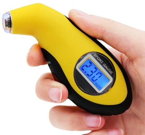 Manometro digitale per la pressione degli pneumatici | Accessorio Auto con Display LCD Retroilluminato - Misuratore della pressione degli pneumatici - per camion, SUV, camper, auto, berline,