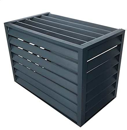 JIANSMZ Aluminium Mini Split AC Cover Weatherproof Gray Slat Fence for Outdoor Heat Pump Units Indoor/Outdoor Protection Against Elements