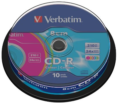 Verbatim CD-R 8cm DataLife Colour (24x) 10 Pack Spindle Data