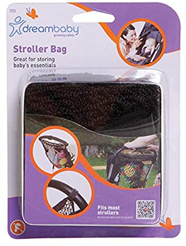 Dreambaby Baby Stroller Net Bag - Pushchair & Pram Mesh Net Storage Compartment Organizer -Black - Model F235