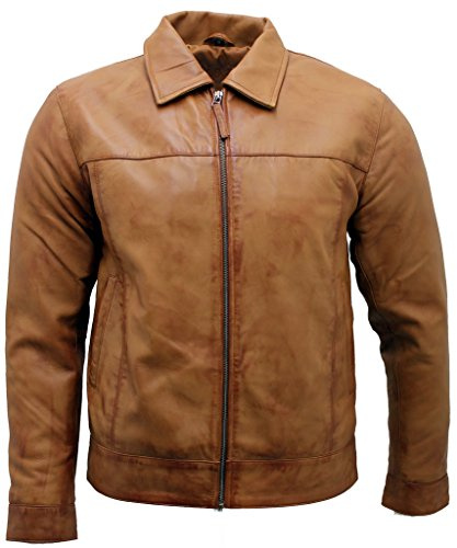 Infinity Chaqueta broncear Retro del Motorista del Cuero de Nappa de los Hombres XL