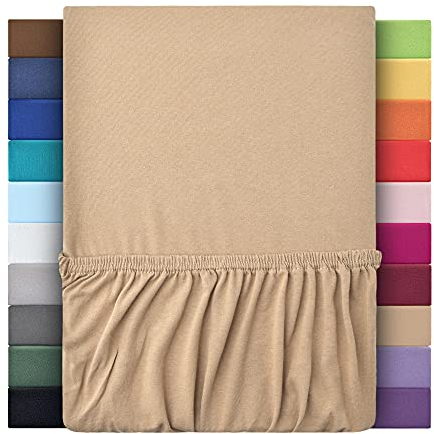 leevitex® Boxspringbett & Wasserbett Spannbettlaken | 100% Baumwolle | Markenqualität | Ökotex | 200 x 220 cm + 40 Steg - Sand/Beige