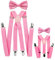 axy Vater-Sohn Partnerlook Hosenträger mit Fliege Set für Herren-Damen-Kinder (Pink (Herren 2,5cm + Kinder Hosenträger Breit 2,5cm))