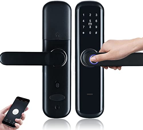 Blocco impronta digitale serratura elettronica porta ingresso con maniglia leva tastiera touch screen password codice serratura intelligente serratura biometrica con chiave, telecomando APP