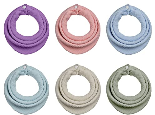 AiQInu Triangelhalsduk för baby, 6 stycken, mjuka och absorberande muslinhalsdukar med 2 justerbara tryckknappar för småbarn, unisex