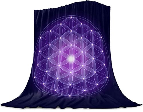 Lila Blume des Lebens Decke, Flanell, Winterblatt, Tagesdecke für Bett, Sofa, Reisebettwäsche, warme Fleece-Überwurfdecken, 100 x 150 cm