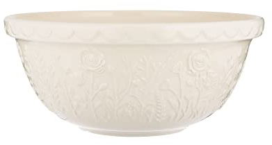 Mason Cash in The Meadow Size 12 Mixing Bowl 29cm | 4 Litre Floral Embossed Earthenware Bowl for Dough, Pastry & Cake Mixes – Chip-Resistant, Dishwasher & Freezer Safe