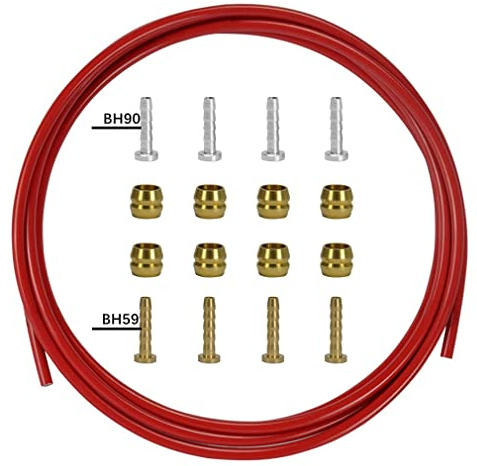 CYSKY Bike Hydraulic Brake Hose Kit 2500mm for Shimano BH59 BH90 Sram Avid System, Included 8 Bike Brake Olive and 8 Brass Connecting Insert (Red)