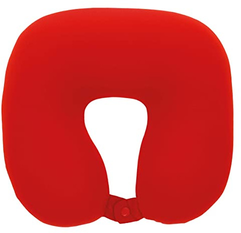 S SUMEX Cojín de Viaje Almohada de Cuello para Niños y Adultos Cojín Forma de U Tacto Ultrasuave Lavable Soporte para Dormir Ideal para Viajar Color Rojo