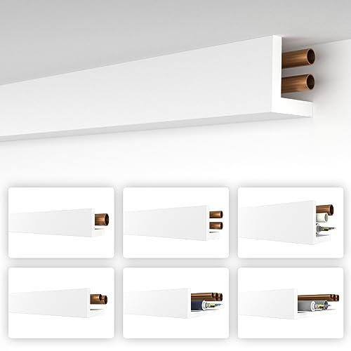 HEXIMO Winkelprofil weiß 1.7 Meter Profile - XPS Abdeckleisten für Heizungsrohre, L-Profil Rohrverkleidung Winkelleiste Modell: HRA-2-67x67 mm (1.7 Meter/Leiste)