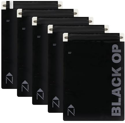 Noaks Bag Black OP Sacca Impermeabile, Taglia L, 5 Pezzi ZIP Sacchetti con Chiusura Ermetica, Nero opaco