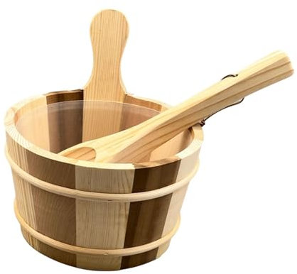 LOVIVER Tonneau de sauna en bois et louche pour salle de bain à vapeur, accessoires de sauna portables, grande capacité pour salle de 'hôtel