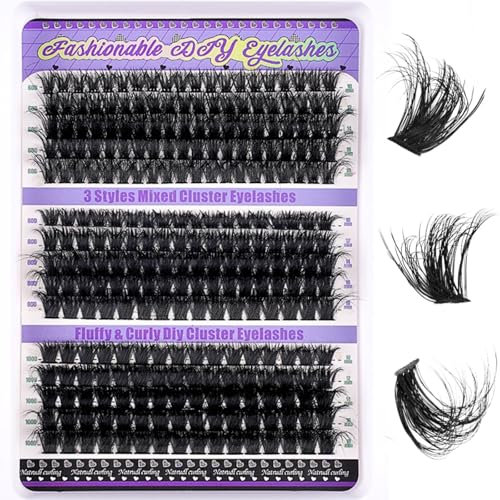 KEYRI 270 Piezas Pestañas Postizas 60-80-100D Curl Lash Lift Kit Pestañas Pelo a Pelo para Extensiones de Pestañas en Casa Cluster Lashes Kit para Principiantes Niñas y Mujeres (10-18mm Mix)