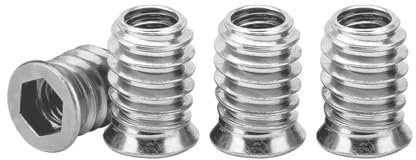 Drenky Insertos de Madera 40 Piezas M5x15mm Tuercas de Inserción Roscadas en Aleación de Zinc, Tuercas para Madera y Insertos Tuerca para Ensamblaje de Muebles, Plata