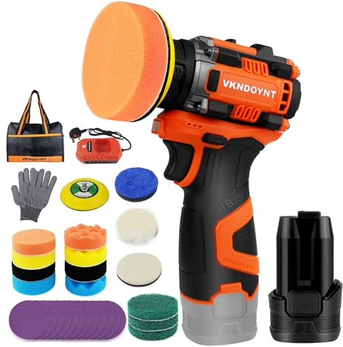 Brushless Cordless Polisher, 3 Mini Buffer & Sander Machine Kit, 2 Variable Speed Small Sander (0-500/0-3000 RPM), 3.0Ah Battery, 31 Accessories for Car Detailing/Buffing/Sanding/Waxing