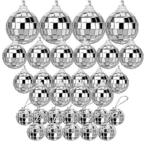 32 Boule Disco Boules À Facettes Mini Boule À Facette Décorations De Boules Disco Convient pour Les Décorations de Sapin de Noël Les Effets Lumineux Les Mariages la Décoration Intérieure Les Fêtes