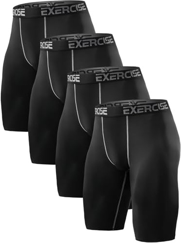 Orrfreer Men's Compression Shorts 4 Pack Lycra Shorts Moisture Wicking Anti Chafing Underwear Base Layer Short Quick Dry Sports Tights Undershorts for Gym Running Workout 4 Black L