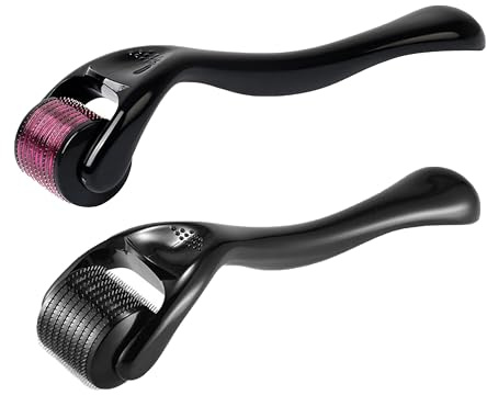 2 rodillos para barba de 0,5 mm, con microneedling Derma Roller Beard Growth para el cuidado de la piel y el cabello, para hombre, mujer, reduce el cuerpo, las estrías, arrugas, poros grandes