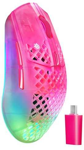 SteelSeries Aerox 3 Wireless Gen 2 - Super-Light 68g Gaming Mouse - 4K Polling - 26K DPI Optical Sensor - 200 Hour Battery - IP54 Water Resistant - 80m Click Durability - RGB - Magenta