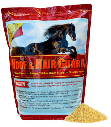 Horse Guard Hoof & Hair Guard 10lb - 26 Servings - Hoof Supplement with Biotin 100mg - Promote Hoof & Hair Growth - Methionine & Zinc-Rich Formula in Soy Protein - Supports Hoof, Hair, Mane, & Tail