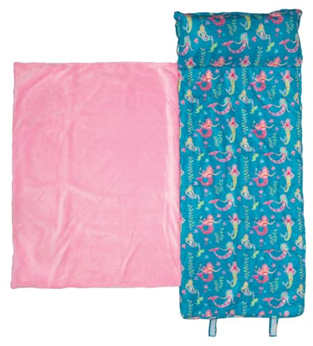 Stephen Joseph, Toddler All Over Print Nap Mat with Soft Blanket and Removable Pillow for Boys & Girls, Kids Sleeping Bag for Elementary, Daycare, Preschool with Carry Handle, Mermaid