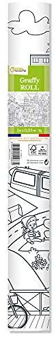 Avenue Mandarine GY083C Graffy Roll zum Ausmalen, Plakatpapier 90g, Rollen 5m x 0,35 m, für Filz- und Schreibstifte geeignet, 1 Stück, umweltfreundliche Stadt