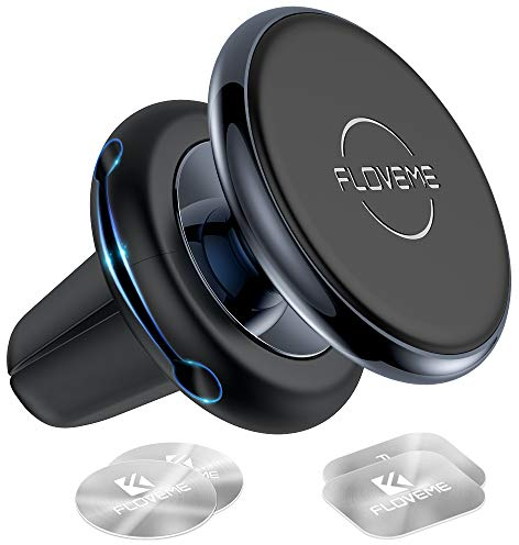 FLOVEME KFZ Handyhalterung Auto Magnet Lüftung, Universal Handyhalter Auto Zubehör mit 5 Starke Magnet 4 Metallplatten, Kompatibel für iPhone Samsung Huawei - Space Grau