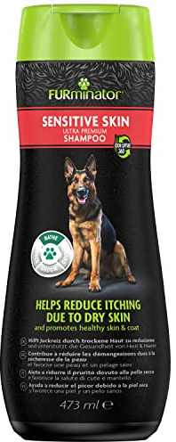 FURminator Sensitive Skin hundschampo – premiumschampo för hundar med känslig hud, minskar klåda orsakad av torr hud, 473 ml
