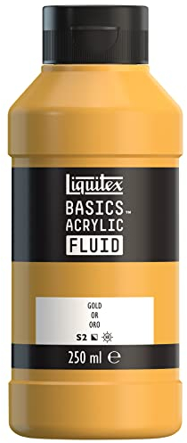 Liquitex 8870430 Basics Fluid Acrylfarbe mit fließender Konsiszenz, schnell trocknend, lichtecht, wasserfest, auf Wasserbasis, 250ml Flasche - Gold