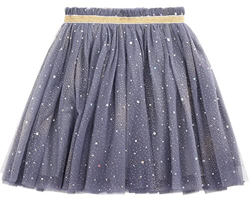 Camilife Baby Kleinkind Kinder Mädchen Tutu Rock Sternenhimmel Pailletten Prinzessinnenrock Minirock Tüllrock Ballettrock mit elastischem Bund Schöne MODUS für 2-12 Jahre alt, Dunkelblau-Grau, 11-12 J