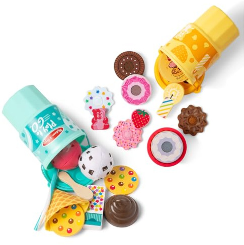 Melissa & Doug Play to Go Cups Food Playset Bundle (2-Pack) - Travel Toys and Pretend Play Food with Fidget Lids for Road Trip Activities for Kids