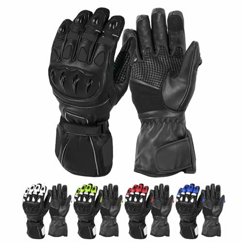 Vaster Moto Guantes de Motocicleta para Hombres y Mujeres protección Dura de Nudillos a Prueba de Viento Impermeable Forro térmico Pantalla táctil Guantes de Dedo Completo (XL, Negro)