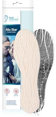 Foot Morning – Semelles Intérieures Isolées Alu-Star pour l'hiver (1 paire) – 3 Couches d'aluminium, Mousse Polyéthylène et 100% Laine Fine – Semelles Chaussures Multicouches (37 EU)