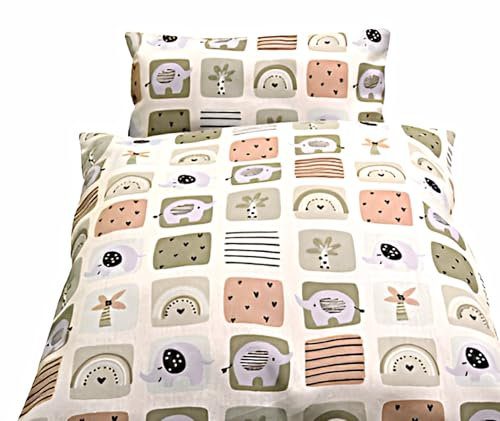 Bettzeug für Puppenbett, Decke und Kissen im Hasenkinder-Design, Puppenwagen Puppenbettwäsche Puppenbettzeug aus Baumwolle Decke und Kissen