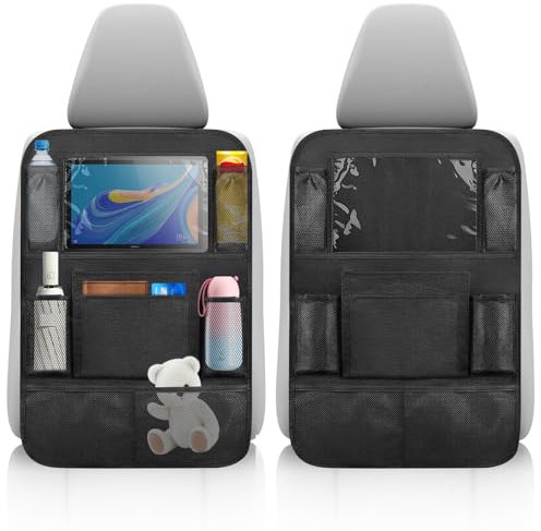 2Pcs Auto Rücksitz Organizer, Rückenlehnenschutz Für Kinder, Verbesserter Organizer Mit Tablet-Aufbewahrung - Rückenlehnenschutz Und Autositzschoner (Schwarz)