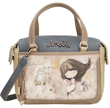 Anekke Bolso Bowling Memories - Elegancia y Gran Capacidad | Cierre Cremallera y Asa Bandolera Extraíble | Medidas: 28x22x14 cm