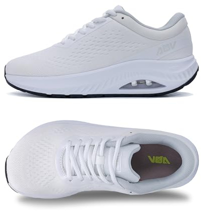 GANNOU Zapatos de caminar con punta ancha para mujer, con soporte de arco para fascitis plantar, zapatillas ortopédicas de tenis, White, 37.5 EU