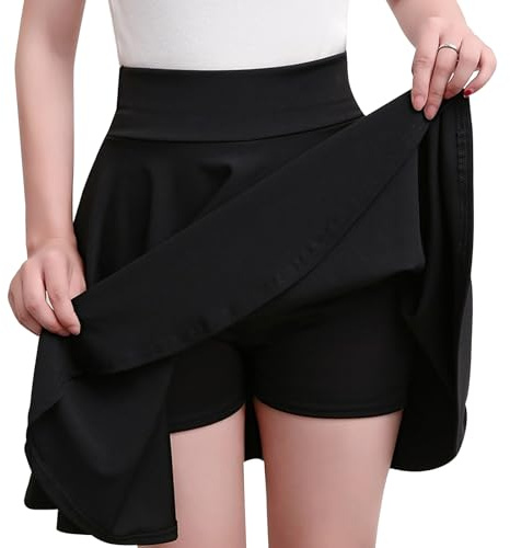 JSTHHTT Falda Mujer EláStica Plisada, Minifalda BáSica Informal, La Oficina, Falda Negra De Cintura Alta para Mujeres Y NiñAs