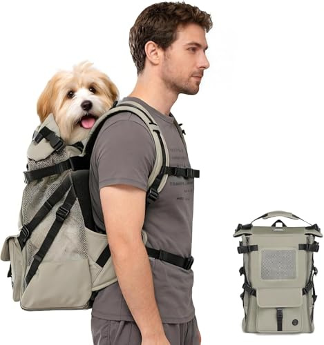 Wakytu HundeRucksack für mittelgroße Hunde atmungsaktiv bequem mit Hals-Schutzpolster wasserdichtem Oxford-Gewebe ideal für Spaziergänge Outdoor Radfahren（3-16kg）