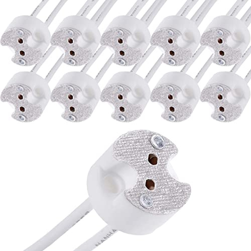 HAAMNING7 Presa LED MR16 GU5.3, 10pz Lampadina alogena Adattatore cavo connettore ceramico MR11 G4, Convertitore spina base supporto CFL a incandescenza
