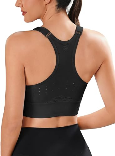 Litherday Sport-BH för kvinnor, push-up, sport-BH med starkt stöd, sport-BH utan bygel, med racerback, avtagbar, vadderad för fitness, jogging, yoga, svart, XL