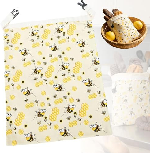 2 Pezzi Sacchetti per il Pane in Cera d'Api, Sacchetto per il Pane Riutilizzabile in Lino e Cotone per Conservare e Mantenere Fresco, Cera d'Api Naturale per Pane Fatto in Casa e Prodotti da Forno (2