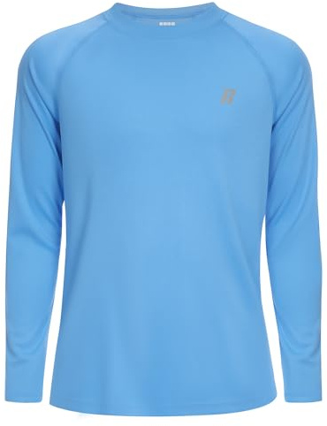 Runhit Boys Rash Vest Long Sleeve, UPF 50+ UV Sun Protection Kids Swim Top, Quick Dry Rash Guard T Shirt for Beach Running Fishing Surfing Outdoor Sport, Blue Age 13-14 Years