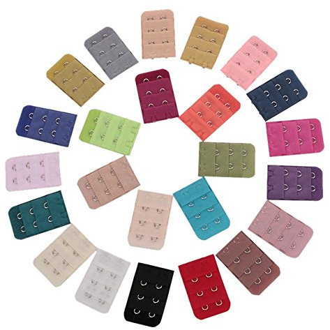 FSSTUD Women's Comfortable Bra Extender Elastic Bra Strap Extension 2 Hook 20 Pcs