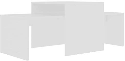 vidaXL Couchtisch Set Beistelltisch Satztisch Sofatisch Kaffeetisch Wohnzimmertisch Teetisch Telefontisch Weiß 100x48x40cm Holzwerkstoff