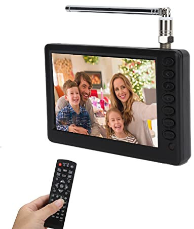 Yunseity 5 Inch Portable TV, 1080P Pocket Digital Car TV, with 1500mAh Rechargeable Battery, Support USB, TF Card, Mini Digital Television for Camping, Kitchen