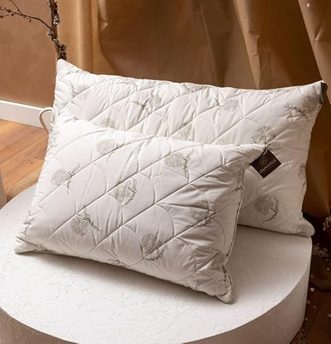 duvetta 100% Natural Wool Pillow for Sleeping- New Zealand Wool Filling Adjustable Pillow Standard Size (28inch×20 inch) Hypoallergenic Sleeping
