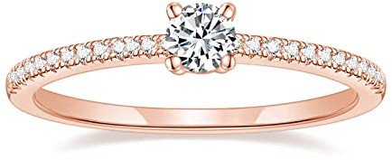 Titaniumcentral Vorsteckring Damen Eternity Ringe Schmal Rund Zirkonia Verlobungsringe Eheringe Versprechen Ring (Rosegold,56 (17.8)